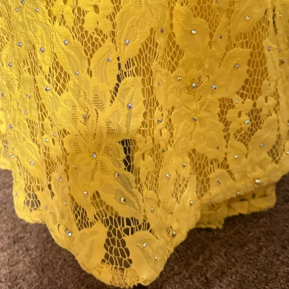 Jovani Yellow Lace Maxi Dress - Picture 10 of 11